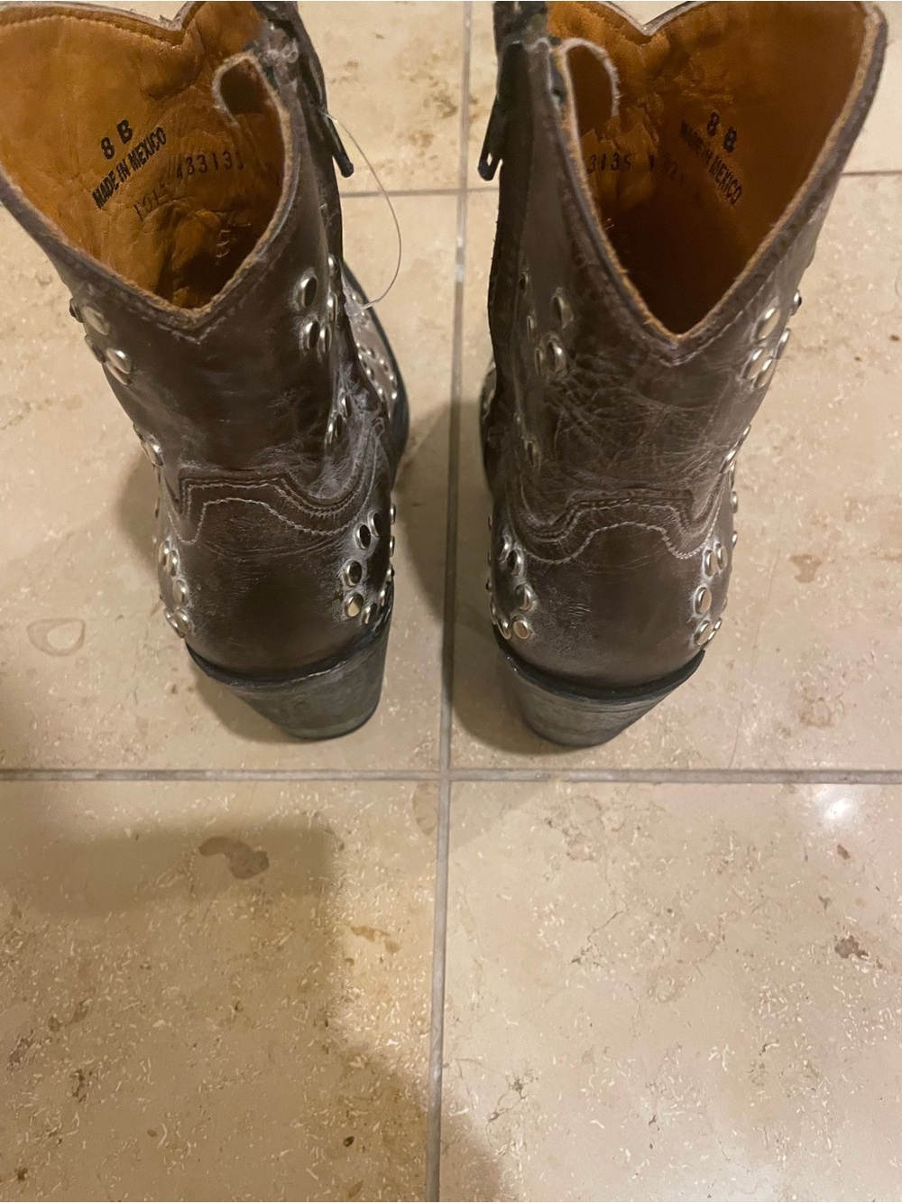 Old Gringo Metallic Gray Studded Western Ankle Boots - Picture 5 of 5